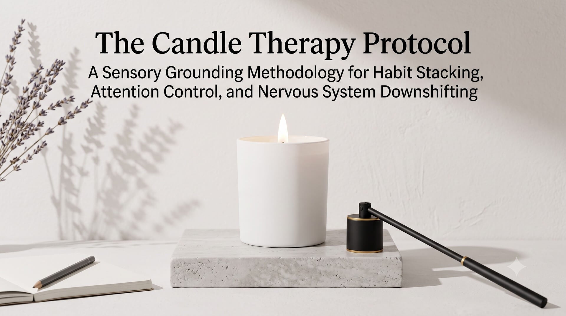 Image titled 'The Candle Therapy Protocol' – sensory grounding method for habit stacking and nervous system downshifting