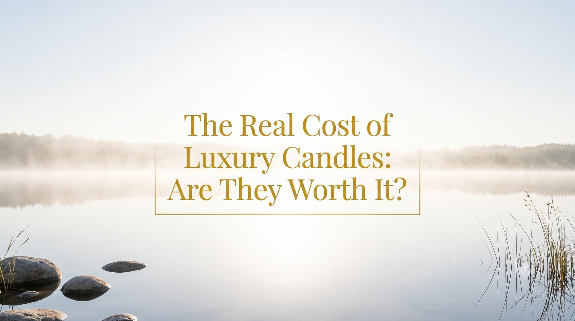 Image titled 'The Real Cost of Luxury Candles: Are They Worth It?' with serene misty lakeside scene.
